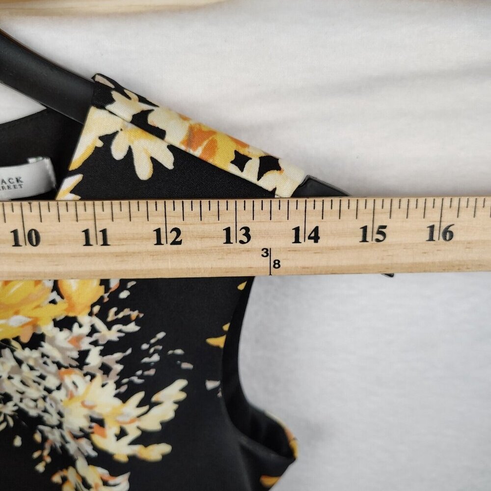 White House Black Market Dress Black Floral Yellow Mini Sz 0 - Picture 7 of 8